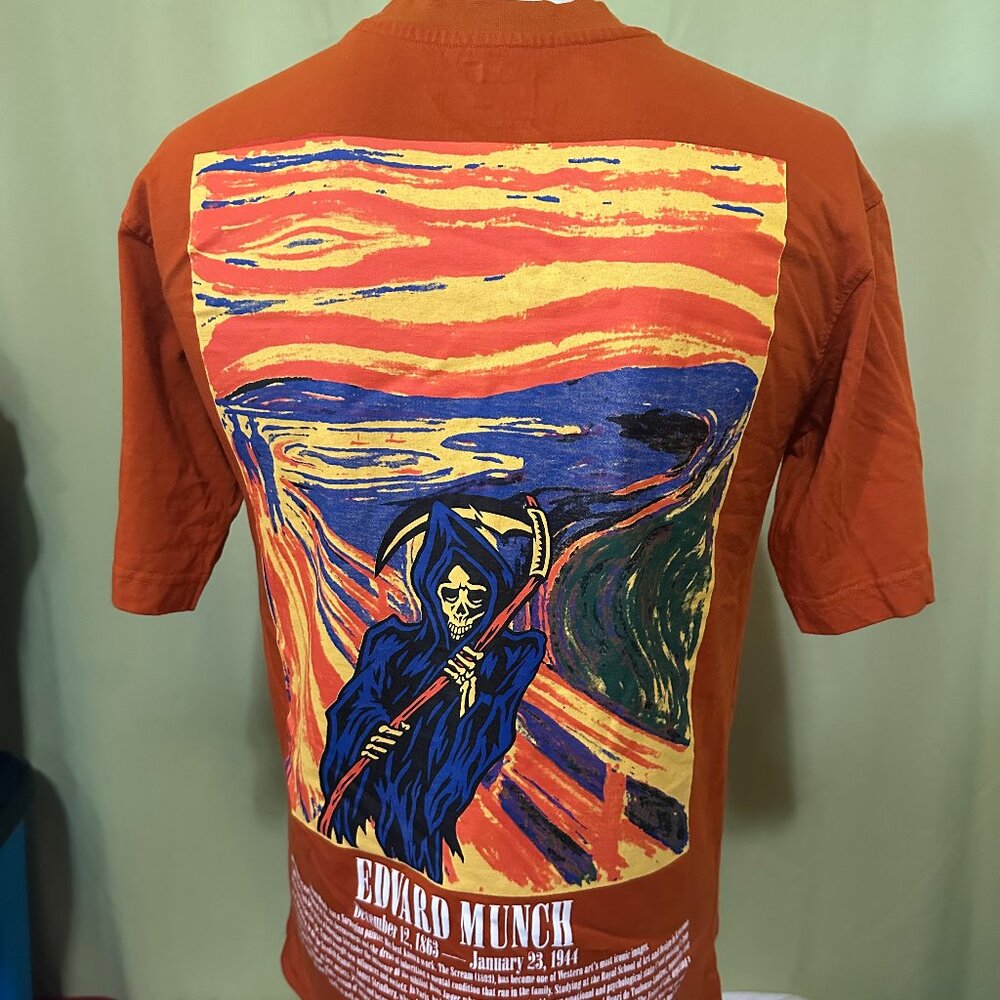 Edvard Munch The Scream Parody RGSTR Men's Orange Shirt Size Small